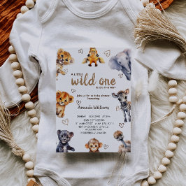 Invitation Wild One Animaux Moderne Simple bébé garçon douche