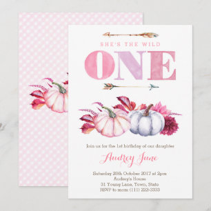 Invitation Wild One Anniversday Party thème, automne 1er Anni