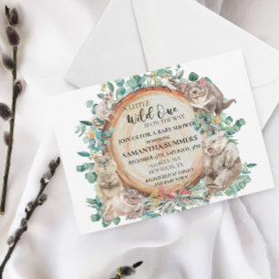 Invitation Wild One Australian Animal mite Baby shower
