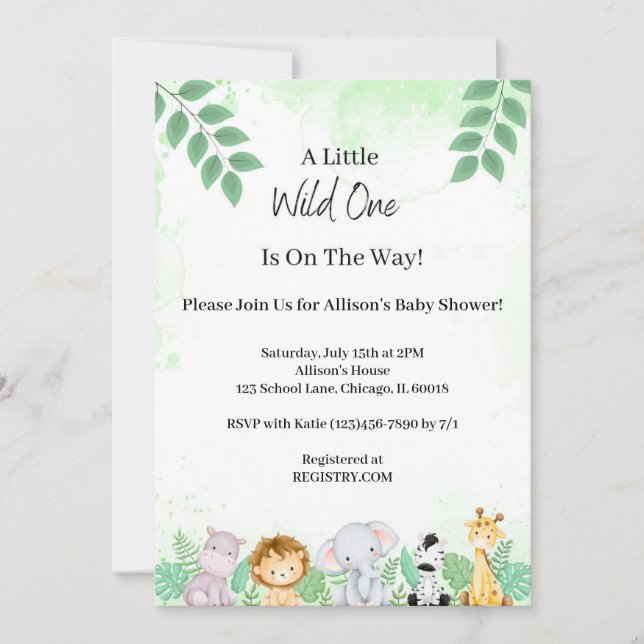 Invitation Wild One Baby shower (Devant)