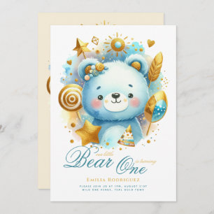 Invitation Wild One Bear 1er anniversaire (ou EDIT AGE) Or Tu