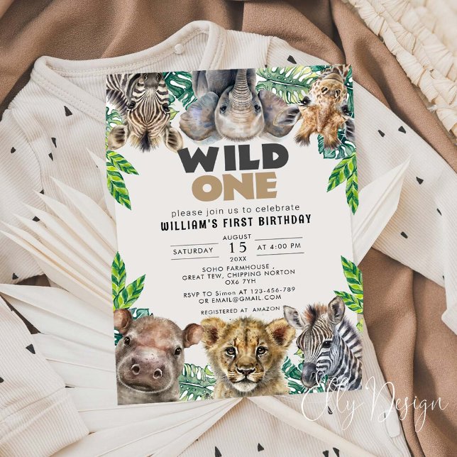 Invitation Wild One Birthday Boy Safari Animaux (Créateur téléchargé)