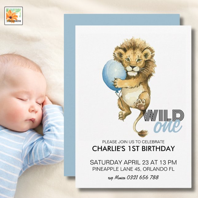 Invitation Wild One Birthday Invitation, Lion 1er Anniversair (Créateur téléchargé)