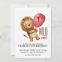 Invitation Wild One Birthday Invitation, Lion 1er Birthday