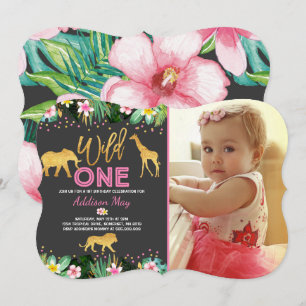Invitation Wild One Birthday Jungle Animals Party