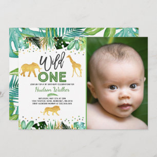 Invitation Wild One Birthday Jungle Animals Party