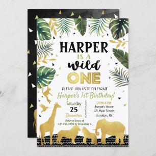 Invitation Wild One Birthday Jungle Animals Party