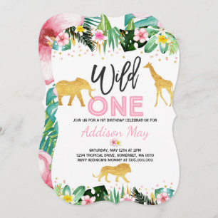 Invitation Wild One Birthday Jungle Animals Party