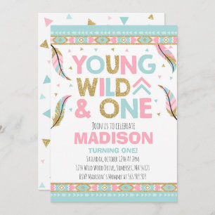 Invitation Wild One Boho Feather Wild One Party