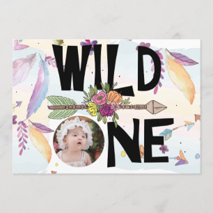 Invitation Wild One Boho Photo Girls First Birthday