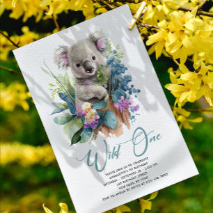 Invitation Wild One Cute Koala 1er Anniversaire Photo Animal