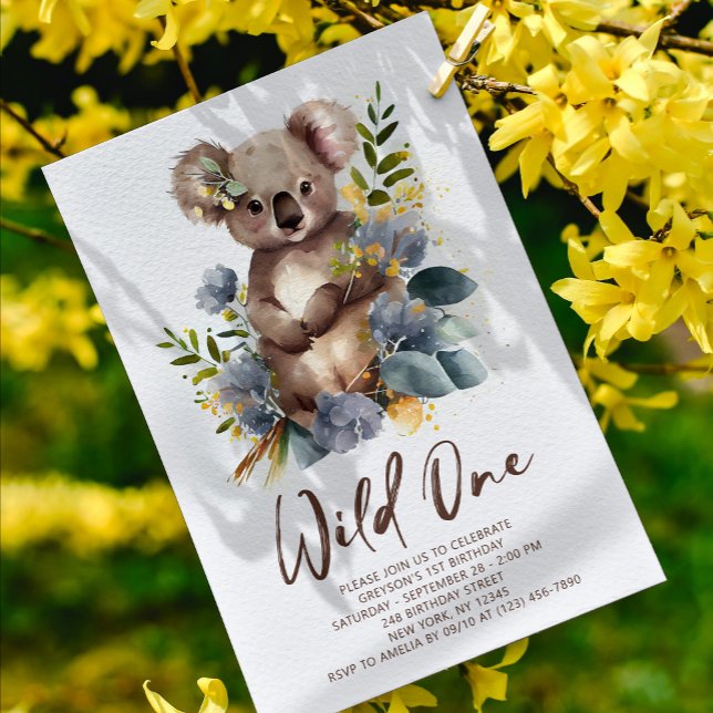 Invitation Wild One Cute Koala 1er Anniversaire Photo Animal (Créateur téléchargé)