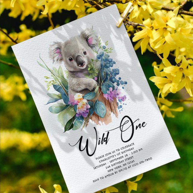 Invitation Wild One Cute Koala 1er Anniversaire Photo Animal (Créateur téléchargé)