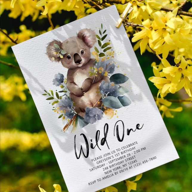 Invitation Wild One Cute Koala 1er Anniversaire Photo Animal (Créateur téléchargé)