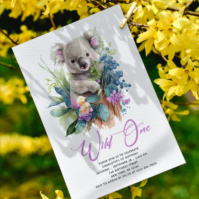 Invitation Wild One Cute Koala 1er Anniversaire Photo Animal (Créateur téléchargé)