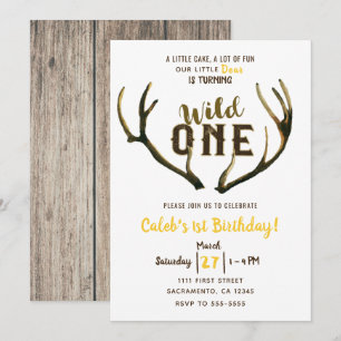 Invitation Wild One Deer Antlers Russe 1er anniversaire   