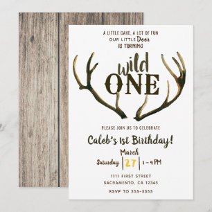 Invitation Wild One Deer Antlers Rustique 1er anniversaire fê
