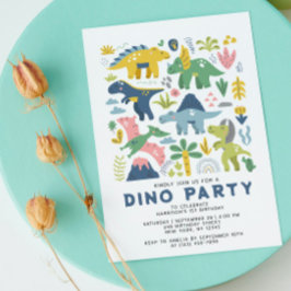 Invitation Wild One Dino Party mignonne Dinosaures moderne d'