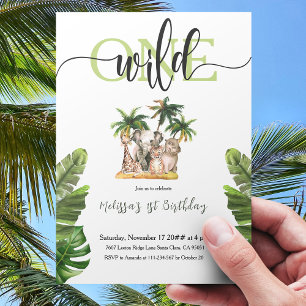 Invitation Wild One First 1st Safari Animaux Anniversaire