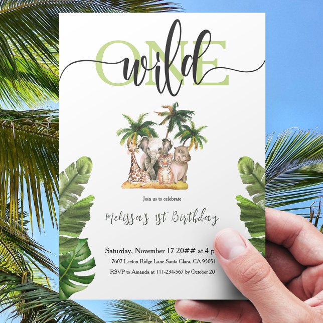 Invitation Wild One First 1st Safari Animaux Anniversaire (Créateur téléchargé)