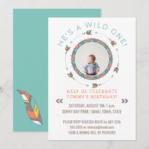 Invitation Wild One First Birthday Party Boy Flèches tribal