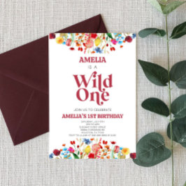 Invitation Wild One Fleur sauvage 1er anniversaire