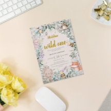 Wild One Forest Animaux 1er anniversaire Invitatio