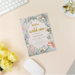 Invitation Wild One Forest Animaux 1er anniversaire Invitatio