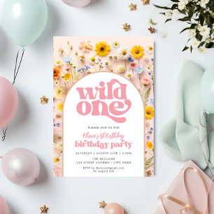 Invitation Wild One Girl 1st Birthday Fleur sauvage