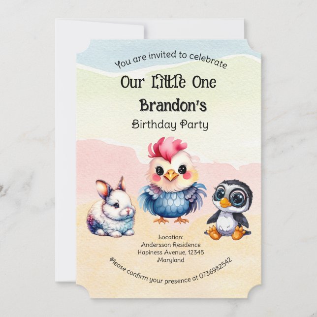 Invitation Wild One Happy Fun Woodland Animaux Aquarelle (Devant)