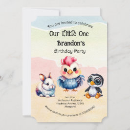 Invitation Wild One Happy Fun Woodland Animaux Aquarelle