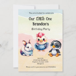 Invitation Wild One Happy Fun Woodland Animaux Aquarelle