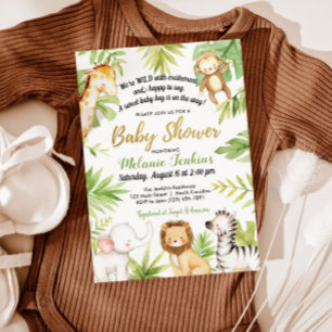 Invitation Wild One Jungle Animaux Garçon Baby shower