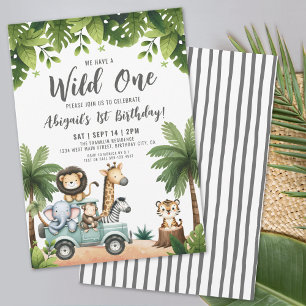Invitation Wild One Jungle Animaux Safari 1er Anniversaire
