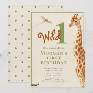 Invitation Wild One Jungle Giraffe 1er anniversaire