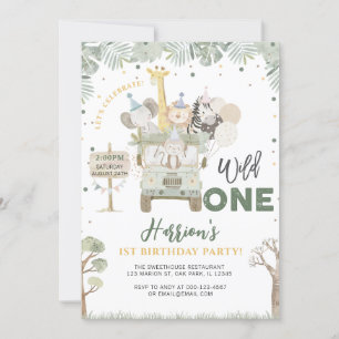 Invitation Wild One Jungle Safari Animaux Anniversaire