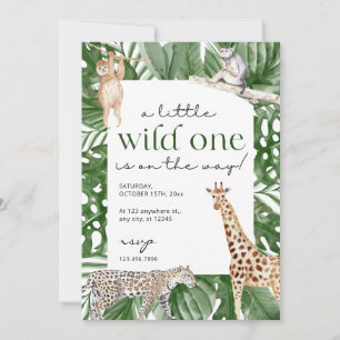 Invitation Wild One Jungle Safari Animaux Baby shower Garçon