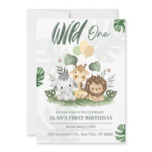 Wild One Jungle Safari Animaux Garçon 1er annivers
