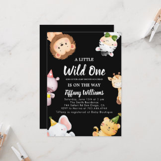 Invitation Wild One Jungle Safari Baby Shower Party