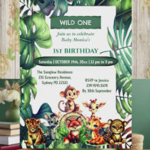 Wild One Jungle Safari Feuilles tropicaux Annivers