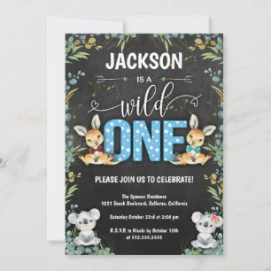 Invitation Wild One Kangaroo & Koala 1er anniversaire