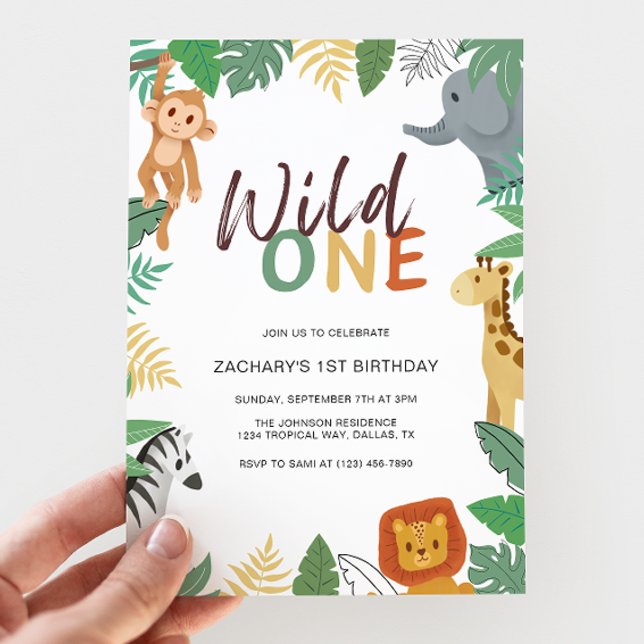 Invitation Wild One Kids Safari 1st Birthday Party (Créateur téléchargé)