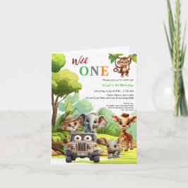 Invitation Wild One mignonne Jungle Animal 1er anniversaire d