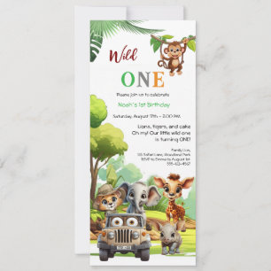 Invitation Wild One mignonne Jungle Animal 1er anniversaire d