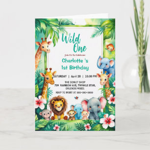 Invitation Wild One mignonne Jungle Animal 1er anniversaire d