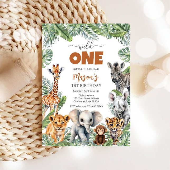 Invitation Wild One Party Animals Kids 1st Birthday (Créateur téléchargé)