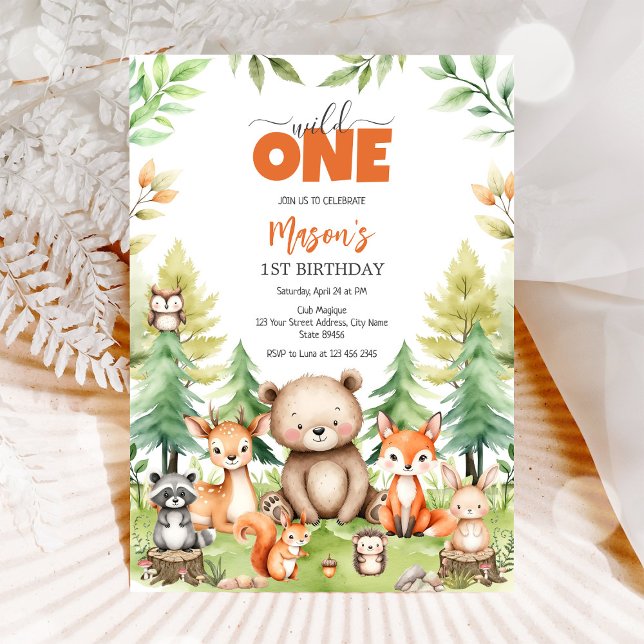 Invitation Wild One Party Animals Kids 1st Birthday (Créateur téléchargé)