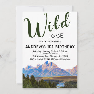Invitation Wild One Rustic Mountain 1er anniversaire