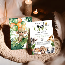 Invitation Wild One Safari Animal Jungle Baby shower