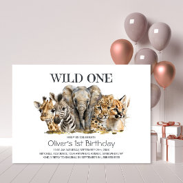 Invitation Wild One Safari Animaux 1er anniversaire